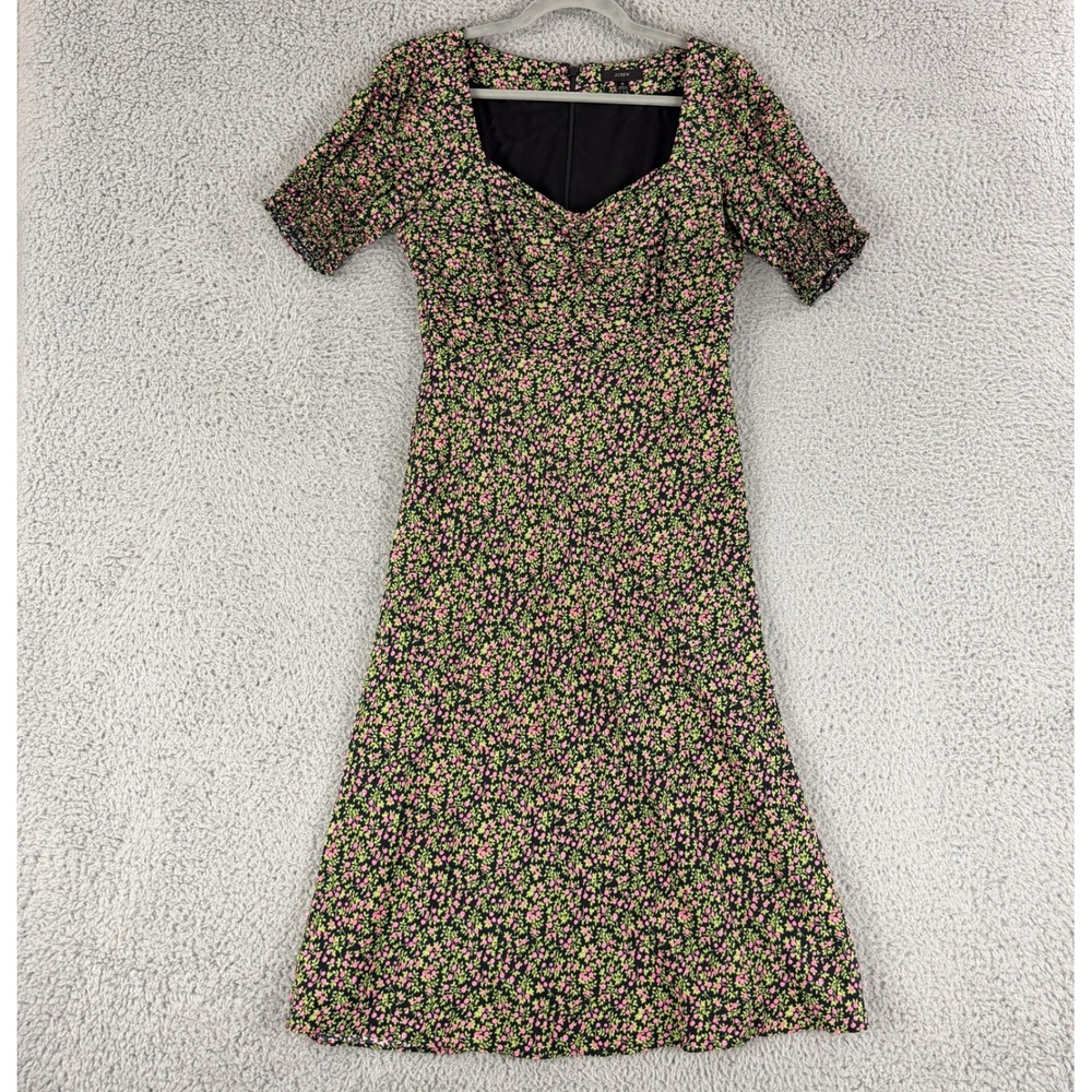 J Crew Ditsy Floral Midi Dress Womens 6‎ Puff Sleeve Sweetheart Cottagecore